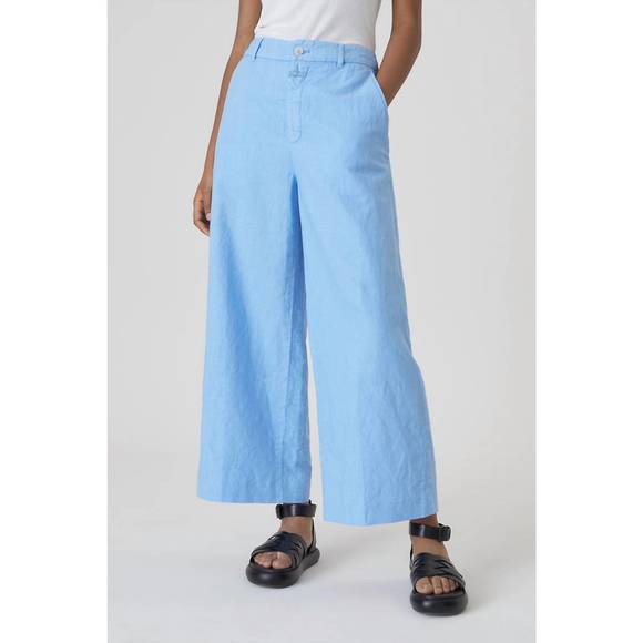 Closed Jeans New Closed Barton Cotton Linen Pants In Blue Morning